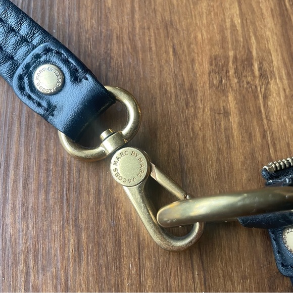 Marc By Marc Jacobs Crossbody Purse Black Leather Bag Totally Turnlock Sia Gold - Picture 5 of 14